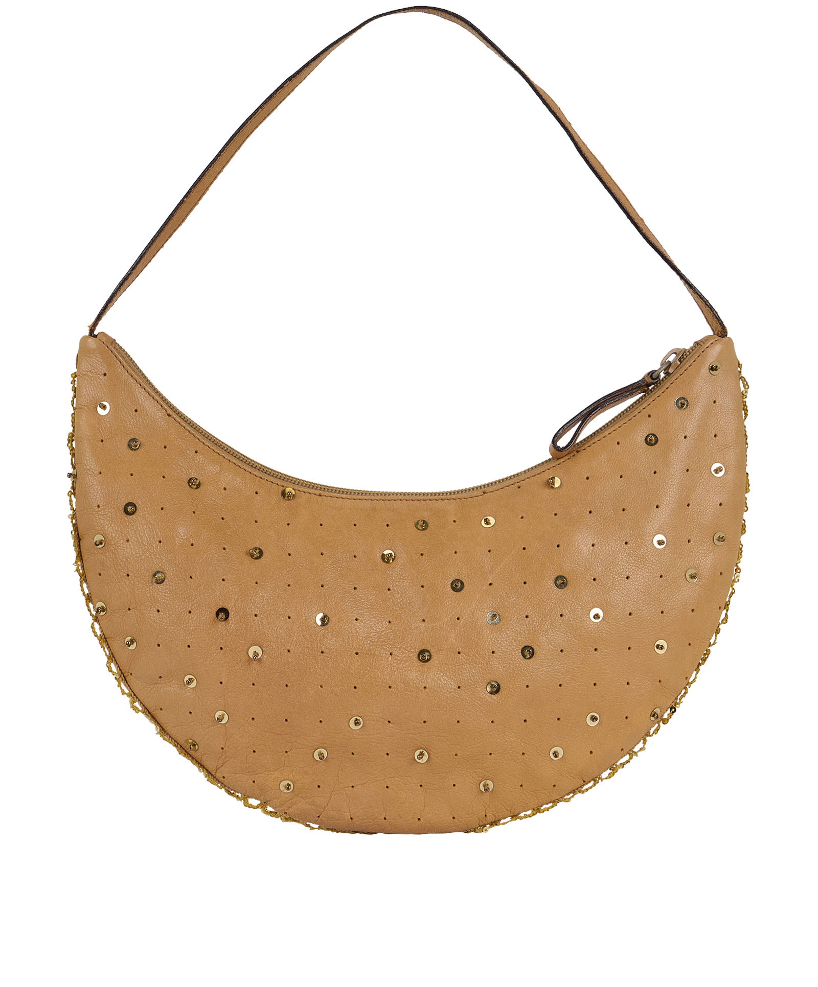 Crescent Shoulder Bag, &pound;195, Handbags, Brown, Leather, Back view